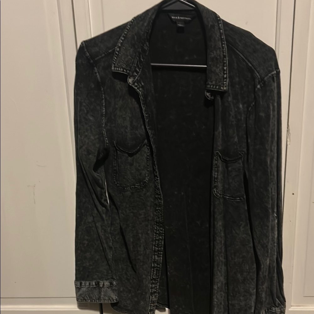 Heathered Black 100% Cotton button up